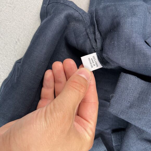 Island Importer Shirt Mens M Blue Linen‎ Short Sleeve Cutaway Collar Button Up - Picture 10 of 11